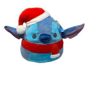 Disney Holiday Christmas 16” Original Squishmallow Stitch Plush Santa Hat NWT